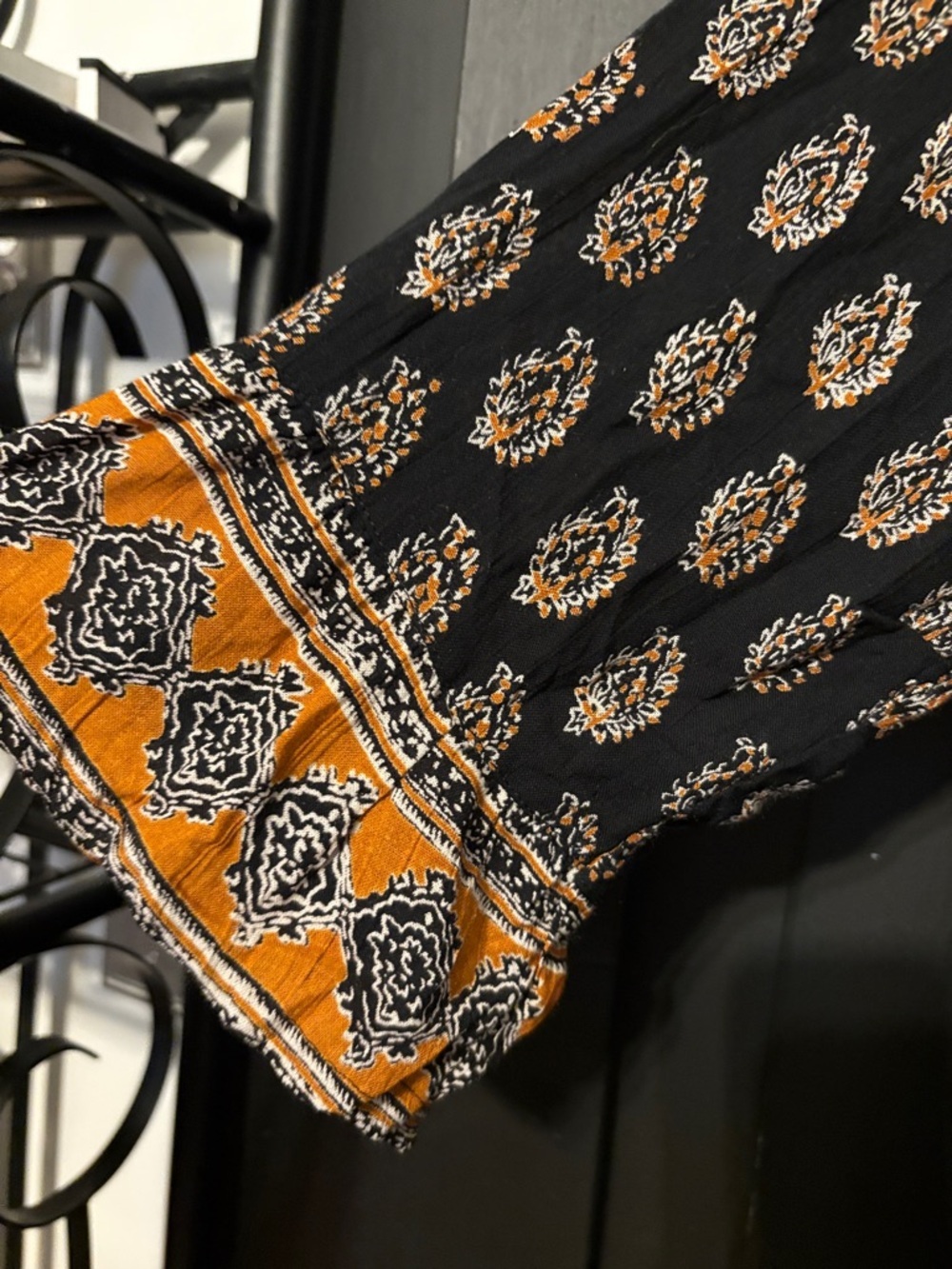Angie Black and Orange Printed Boho Tunic Dress - Picture 5 of 5